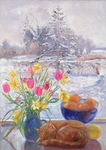 Gatto arricciato con fiori